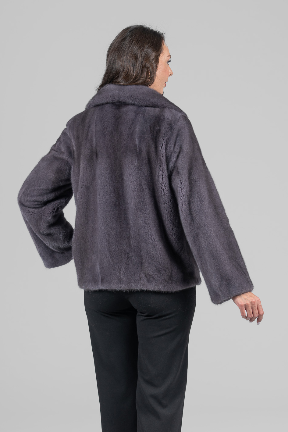 Mink Jacket with Notch Collar color Grey Moon | Casianishop.com